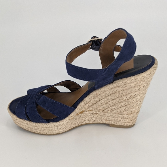 Dolce Vita Blue Suede Espadrille Wedge Sandals - Picture 3 of 9